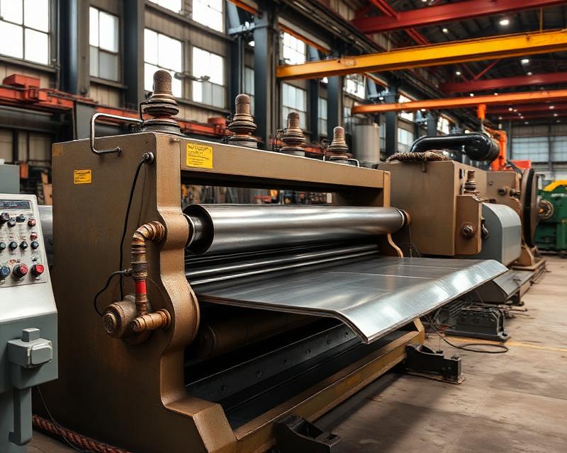 Máquina Calandra realizando curvamento de chapa